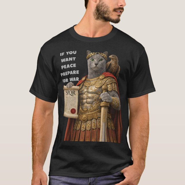 Russian Blue Caesar Cat T-Shirt (Vorderseite)