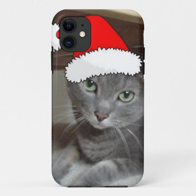 Russian Blue Cat Christmas Case-Mate iPhone Hülle (Rückseite)