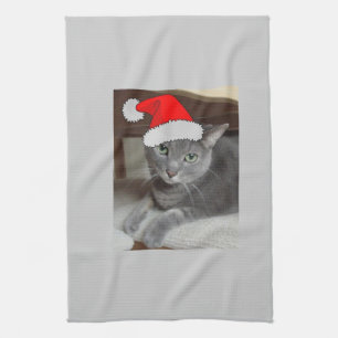Russian Blue Cat Christmas Handtuch