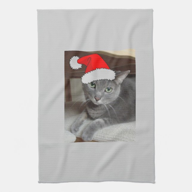 Russian Blue Cat Christmas Handtuch (Vertikal)