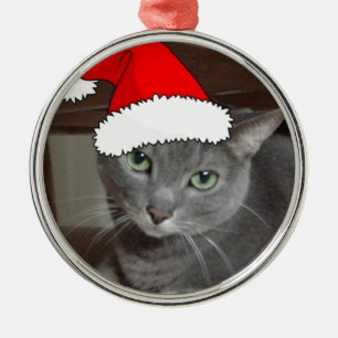 Russian Blue Cat Christmas Ornament Aus Metall