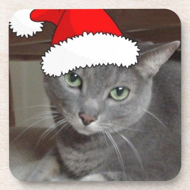 Russian Blue Cat Christmas Untersetzer (Vorderseite)