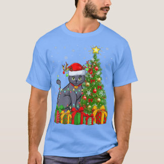 Russian Blue Cat Lighting Xmas Tree Russian Blue C T-Shirt