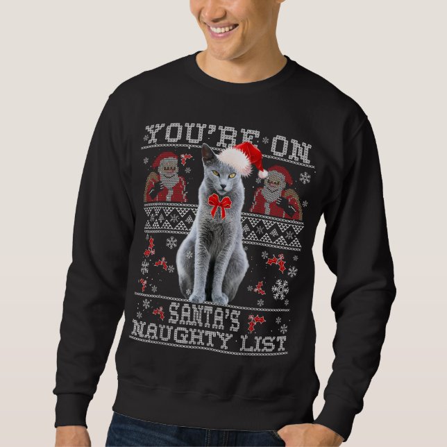 Russian Blue Cat Lover Xmas Ugly Sweater Sweatshirt (Vorderseite)