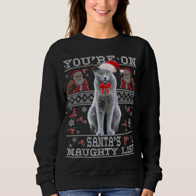 Russian Blue Cat Lover Xmas Ugly Sweater Sweatshirt (Vorderseite)