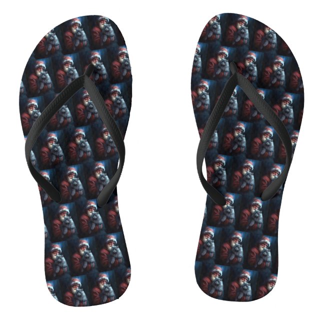 Russian Blue Cat Santa Claus Festliche Weihnachten Flip Flops (Fußbett)