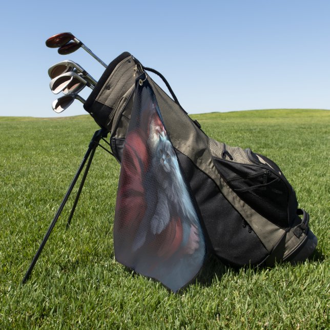 Russian Blue Cat Santa Claus Festliche Weihnachten Golfhandtuch (Gras)