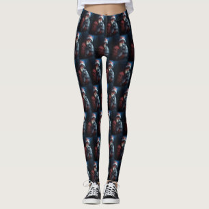Russian Blue Cat Santa Claus Festliche Weihnachten Leggings