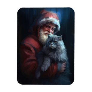 Russian Blue Cat Santa Claus Festliche Weihnachten Magnet