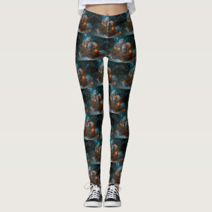 Russian Blue Cat Snowy Sleigh Weihnachtsdekor Leggings