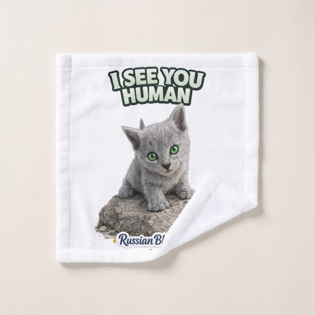 Russian Blue Cat Towel Set (Waschlappen)