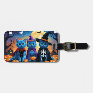 Russian Blue Cats Pumpkin Halloween Funny Gepäckanhänger