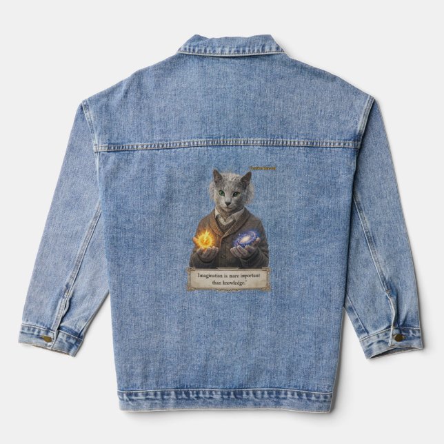 Russian Blue Einstein Cat - Imagination Jeansjacke (Rückseite)