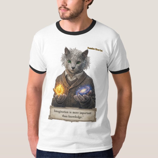 Russian Blue Einstein Cat - Imagination T-Shirt (Vorderseite)