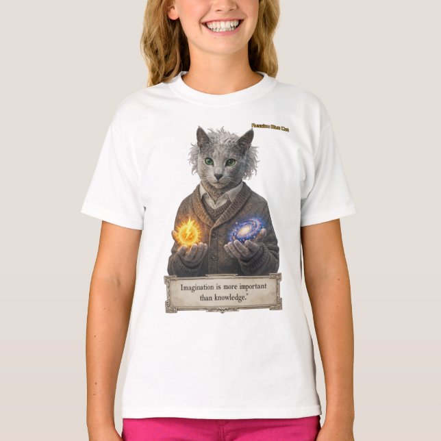 Russian Blue Einstein Cat - Imagination T-Shirt (Vorderseite)