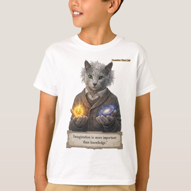 Russian Blue Einstein Cat - Imagination T-Shirt (Vorderseite)
