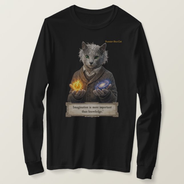 Russian Blue Einstein Cat - Imagination T-Shirt (Design vorne)