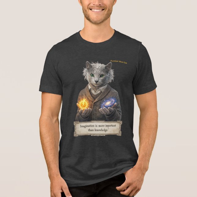 Russian Blue Einstein Cat - Imagination Tri-Blend Shirt (Vorderseite)