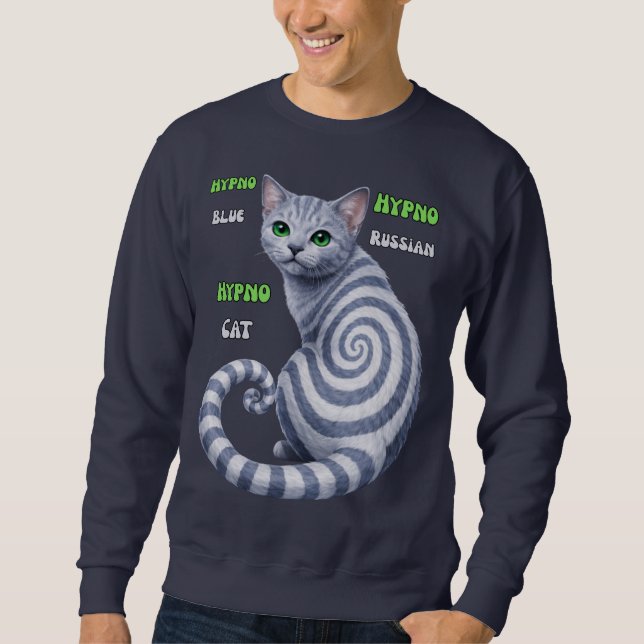 Russian Blue Hypno Cat Sweatshirt (Vorderseite)