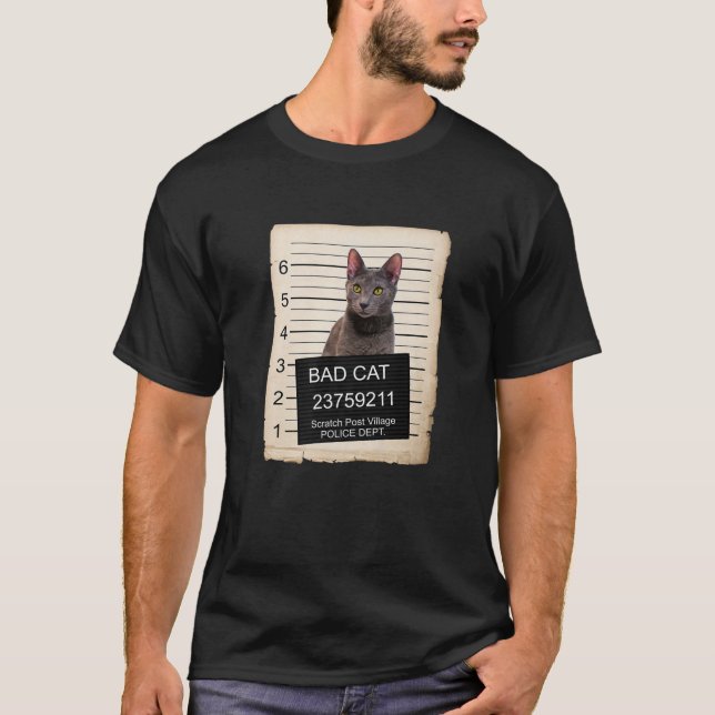 Russian Blue Kitten Tasse Shooting Bad Cat T-Shirt (Vorderseite)