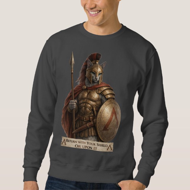 Russian Blue Spartan Cat Sweatshirt (Vorderseite)