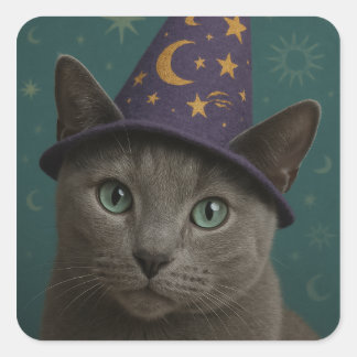 Russian Blue Wizard Quadratischer Aufkleber