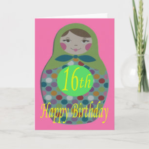 Russian Doll Happy 16. Geburtstag Karte
