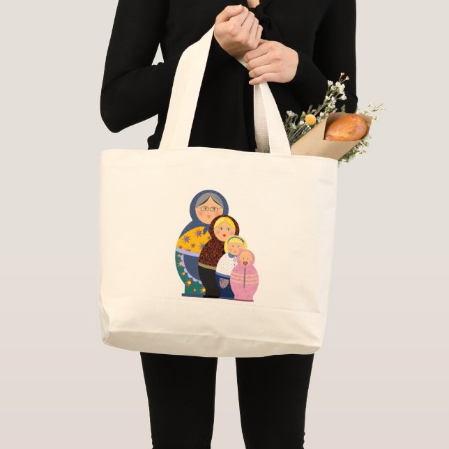 Russian Doll Matryoshka Life Bühnen Farbenfrohe Ni Jumbo Stoffbeutel (Vorderseite (Produkt))