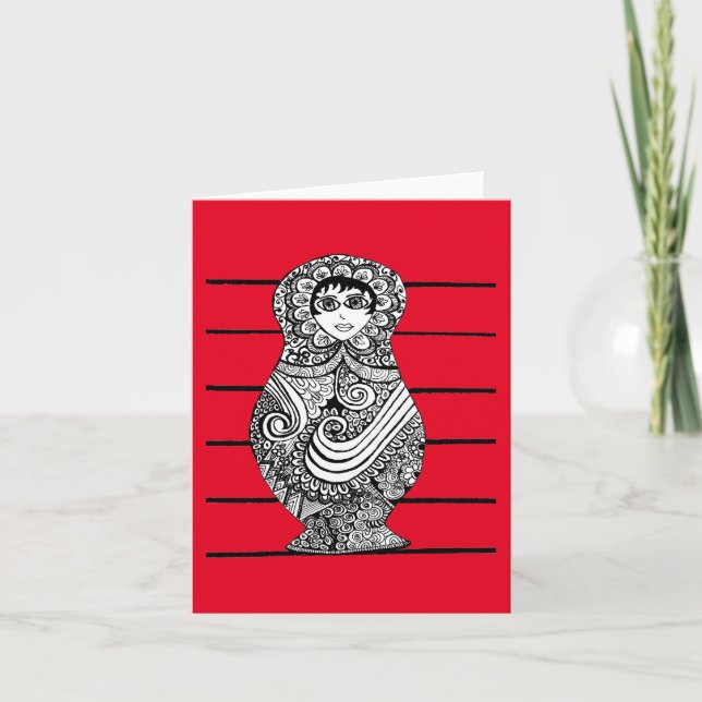 Russian Doll schwarz-weiß Karte (Vorderseite)