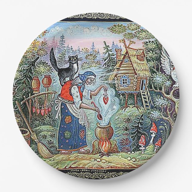 RUSSIAN  FAIRYTALE "BABA JAGA" PAPER PLATES PAPPTELLER (Vorderseite)