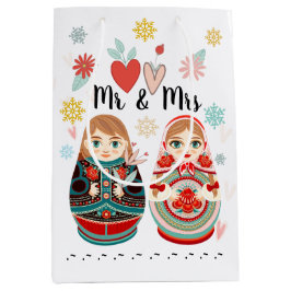 Russian Matryoshka Dolls Mr. & Mrs. Personalisiert Mittlere Geschenktüte