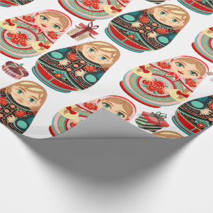 Russian Matryoshka Dolls Mr & Mrs. Rosa Marine & R Geschenkpapier
