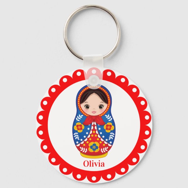 Russian Matryoshka, Nesting Babushka Doll Schlüsse Schlüsselanhänger (Vorderseite)