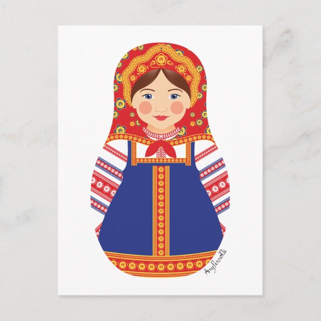 Russian Matryoshka Postcard Postkarte (Vorderseite)
