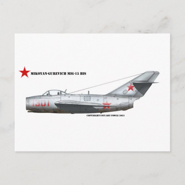 Russian Mikoyen-Gurevich MiG-15Bis Postkarte (Vorderseite)