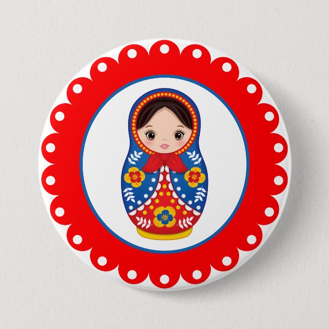 Russian Nesting Doll Matryoshka Button (Vorderseite)