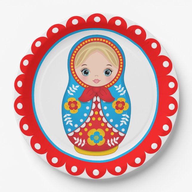 Russian Nesting Doll Matryoshka Paper Plate Pappteller (Vorderseite)