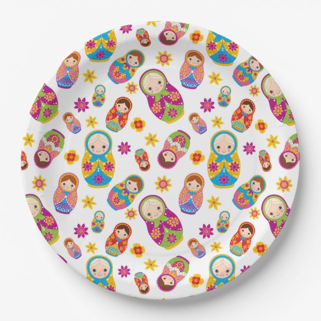 Russian Nesting Doll Matryoshka Paper Plate Pappteller (Vorderseite)