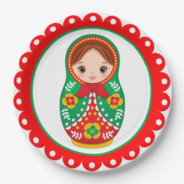 Russian Nesting Doll Matryoshka Paper Plate Pappteller (Vorderseite)