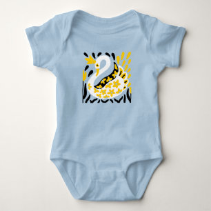 Russian Style Fairy Tale Royal Crowned Swan Baby Strampler