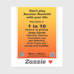 Russiona Roulette 1 in 10 Covid Vinyl Aufkleber