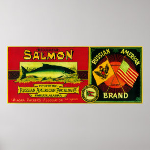 Russisch-Amerikanisches Lachs-DosenetikettKarluk, Poster