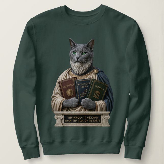 Russisch Blau Aristoteles Katze Sweatshirt (Design vorne)