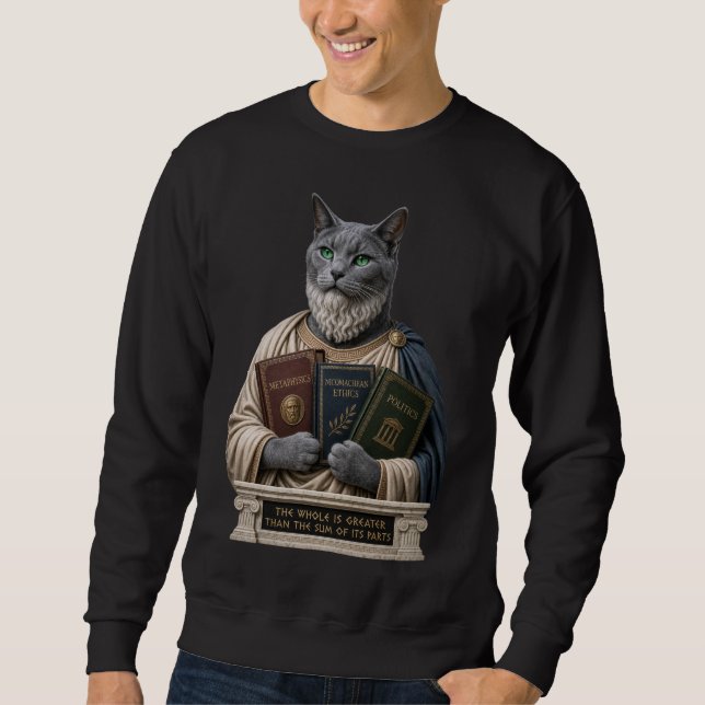 Russisch Blau Aristoteles Katze Sweatshirt (Vorderseite)