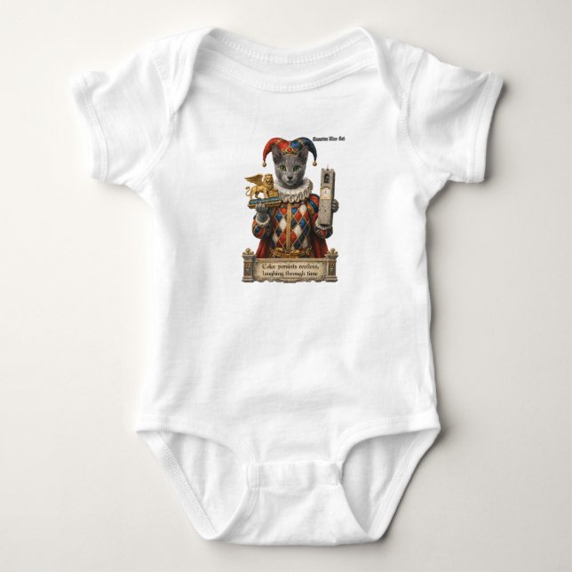 Russisch Blau Arlequin Katze Baby Strampler (Vorderseite)