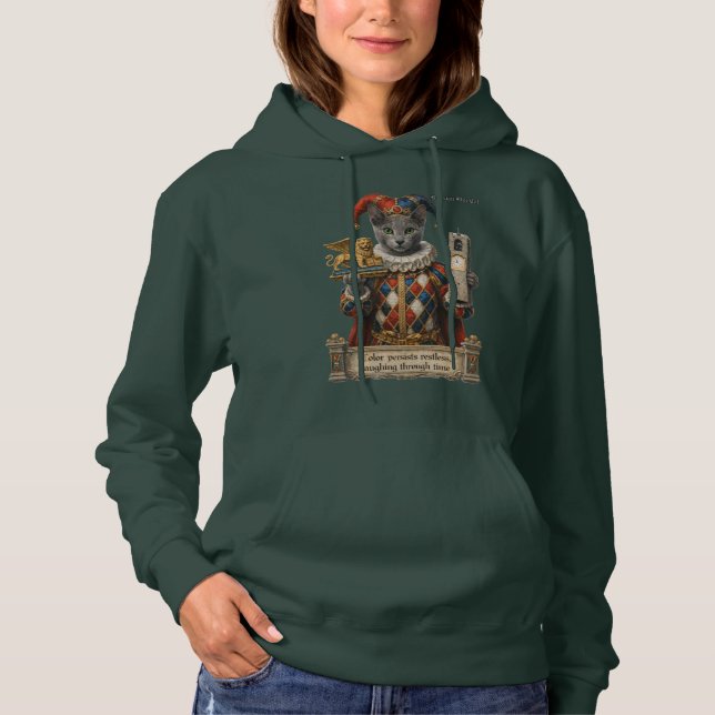 Russisch Blau Arlequin Katze Hoodie (Vorderseite)