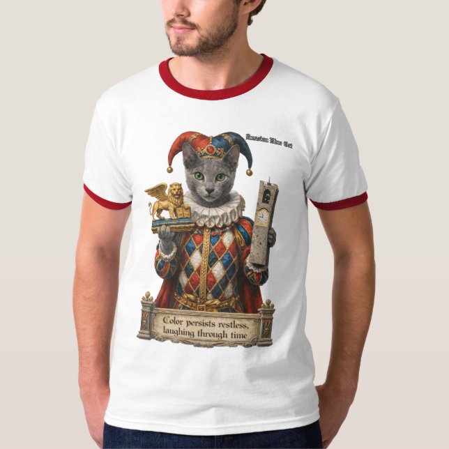 Russisch Blau Arlequin Katze T-Shirt (Vorderseite)