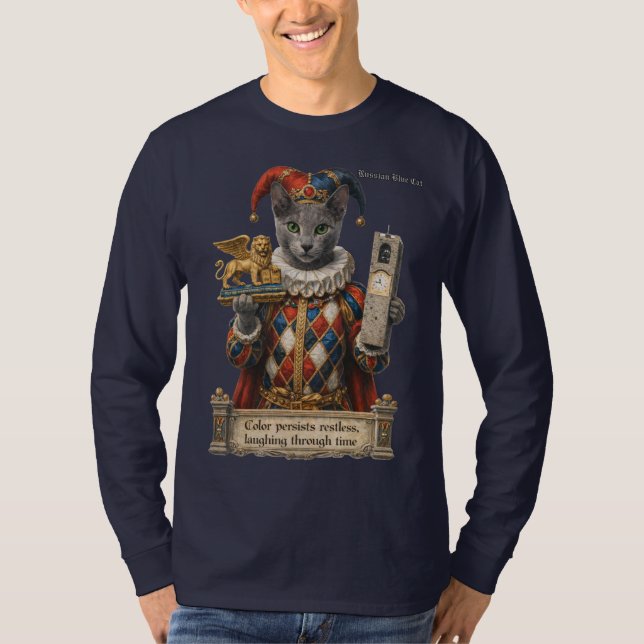 Russisch Blau Arlequin Katze T-Shirt (Vorderseite)