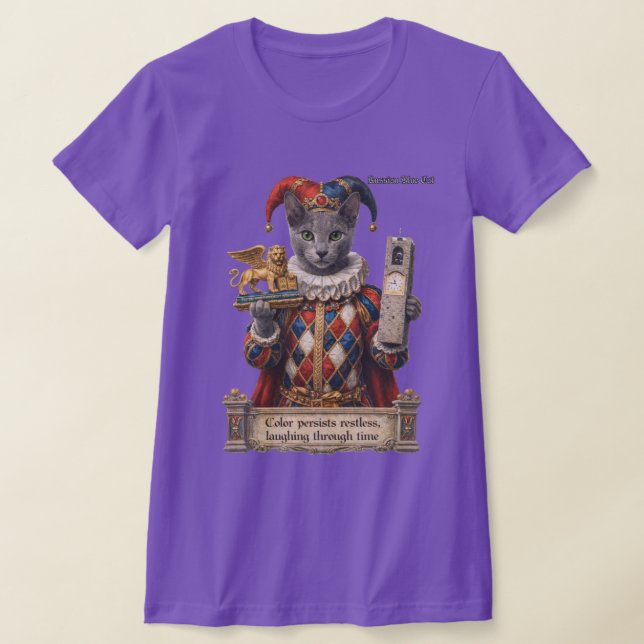 Russisch Blau Arlequin Katze T-Shirt (Ablage )