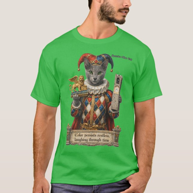 Russisch Blau Arlequin Katze T-Shirt (Vorderseite)